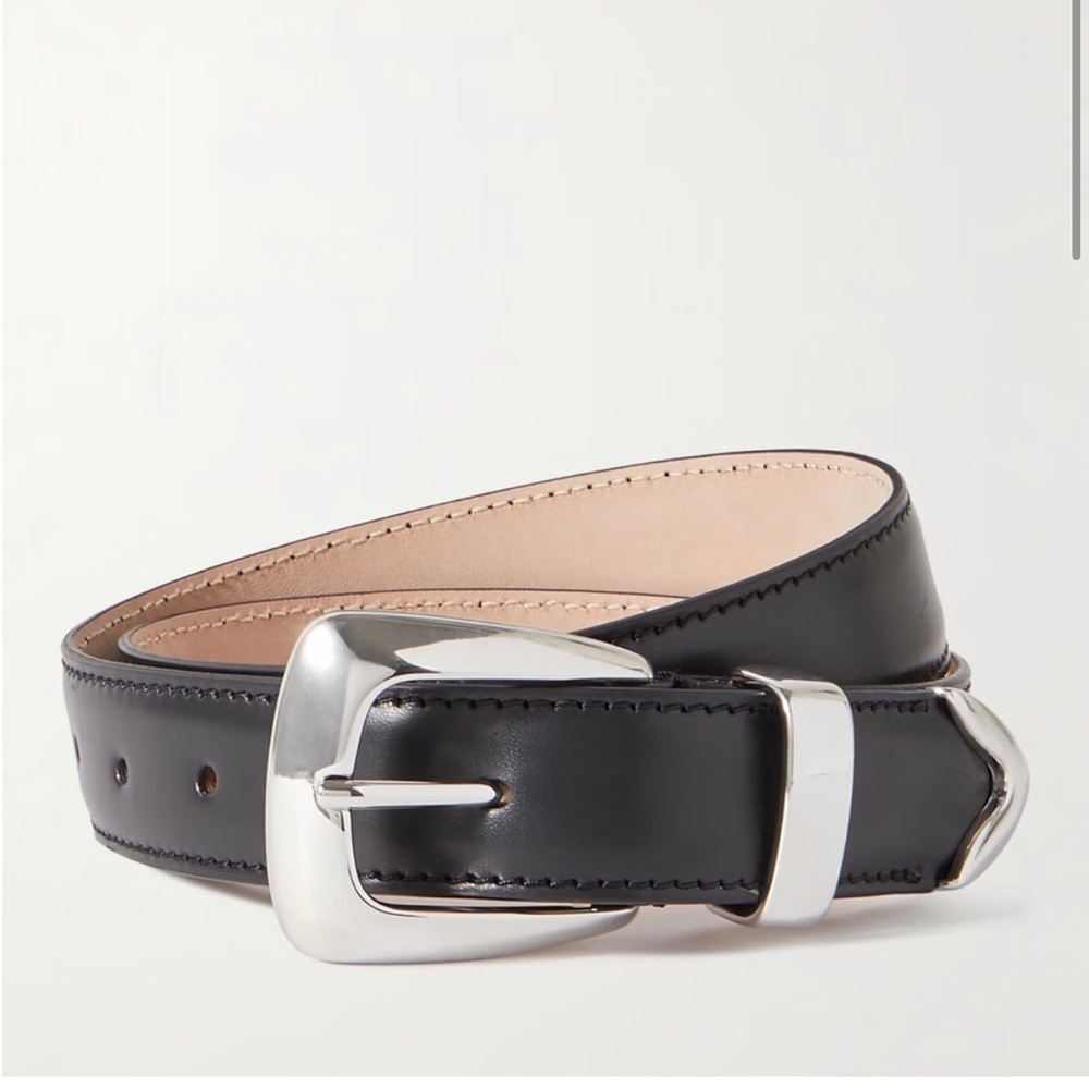 KHAITE | Benny Belt Black Leather with Silver 75